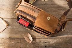 Vintage Leather Fanny Packs Mens Waist Bag Hip Pack Belt Bag for Men