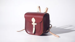 Handmade Leather Beige Mini Backpack Cute Saddle Backpack for women