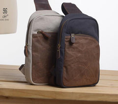 Cool Canvas Gray Mens Sling Bag Chest Bag One Shoulder Pack for men