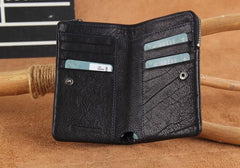 Handmade Genuine Leather Mens Cool Slim Leather billfold Wallet Men Small Wallets Bifold for Men