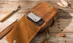 Leather Belt Pouch Belt Cases Mens Waist Bag Small Shoulder Bag for Men