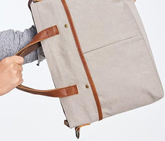 Mens Gray Canvas 14inch Briefcase Handbag Work Bag Business Bag for Men