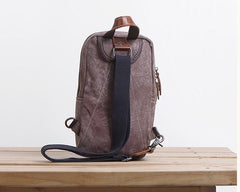 Folk Canvas Mens Sling Bag Vintage Chest Bag One Shoulder Pack for men