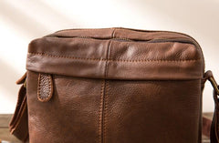 Cool Small Leather Black Mens Messenger Bags Shoulder Bags  for Men
