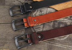 Genuine Leather Punk Rock Biker Trucker Mens Belt Men Black Coffee Belt for Men