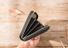 Cool Black Leather Mens Zipper Clutch Wallet Long Wallet for Men