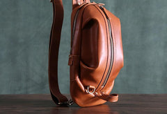 Cool Leather Mens Sling Bag Shoulder Sling Bag Chest Bag for men