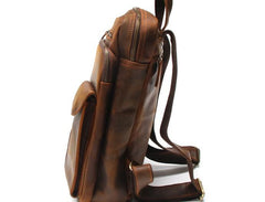 Cool Brown Leather Mens Backpack Travel Backpacks Laptop Backpack for men