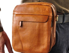 Small Mens Leather Belt Pouch Side Bag Belt Case Waist Pouch Holster for Men