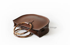 Stylish Leather Brown Womens Saddle Handbag Purse Saddle Shoulder Bag for Women