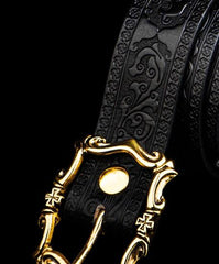 Handmade Black Leather Mens Belts Custom Cool Leather Men Belt for Men