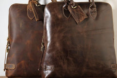 Handmade Leather Mens Cool Business Bag Briefcase Work Bag Laptop Bag for men