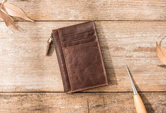 Cool Leather Mens Slim Front Pocket Wallet Small Wallets for Men