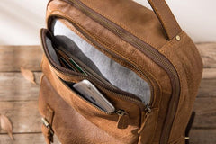 Brown Mens Leather Backpacks Travel Backpacks Laptop Backpack for men
