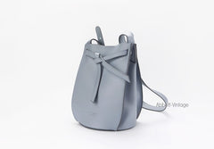 Stylish Leather Blue Womens Bucket Purse Crossbody Bag Barrel Shoulder Bag for Women