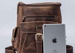 Vintage Cool Leather Mens Backpack Large Travel Bag Hiking Bag for men