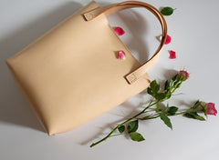 Handmade Leather Beige Small Womens Tote Purse Tote Shoulder Bags for Women