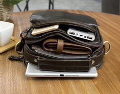Cool Leather Mens Small Side Bag Messenger Bag Shoulder Bags for Men