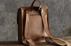 Vintage Brown Leather Mens Backpack Satchel Backpack School Backpack for men