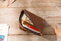 Cool Leather Mens Small Front Pocket Wallet Vintage billfold Wallets for Men