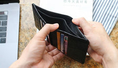 Leather Mens Front Pocket Wallet Small Wallet Slim Wallet billfold Card Wallet for Men