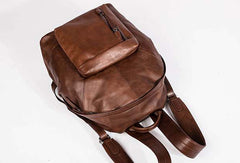 Handmade Leather Large Travel Bag Backpack Bag Shoulder Bag Laptop Women Leather Purse - EverHandmade