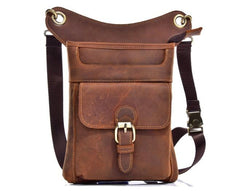Cool Biker Leather Drop Leg Bag Mens Belt Pouch Waist Bag Shoulder Bag for Men