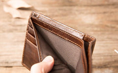 Cool Leather Mens Small Wallets Bifold Vintage billfold Wallets for Men