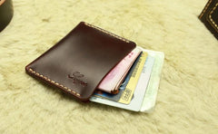 Handmade Leather Mens Slim Front Pocket Wallet Leather Small Wallets  for Men