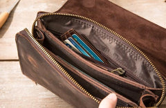 Cool Leather Mens Large Long Zipper Clutch Wallet Long Wallet for Men