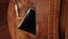 Cool Brown Leather Mens Backpack Large Brown Travel Backpack Hiking Backpack for men