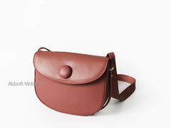 Cute Leather Red Brown Womens Saddle Purse Saddle Shoulder Bag for Women