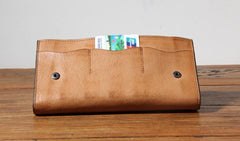 Handmade Genuine Leather Mens Cool Long Leather Wallet Phone Wallet Clutch Wallet for Men