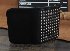 Genuine Leather Mens Cool billfold Punk Rock Leather Wallet Men Small Wallets Bifold for Men