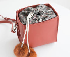 Small Cute Leather Womens Stylish Bucket Crossbody Purse Barrel Shoulder Bag for Women