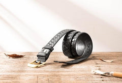 Handmade Cool Braided Leather Mens Belt Leather Belt for Men