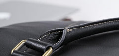 Cool Black Leather Mens Briefcase Work Bag Laptop Bag Business Bag for Men