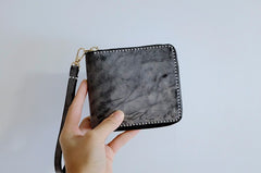 Handmade LEATHER Womens Zipper Small Wallet Leather Wristlet Small Wallet FOR Women
