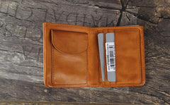 Handmade Genuine Leather Mens Cool Slim Leather Billfod Wallet Men billfold Wallets Bifold for Men