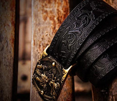 Handmade Cool Leather Mens Belt Leather Men Black Belts for Men