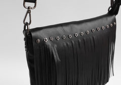 Vintage WOMENs LEATHER Tassels Shoulder Bag Handmade Crossbody Purse With tassels