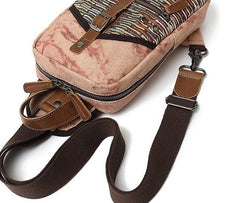 Rustic Canvas Leather Mens Sling Bags Chest Bag One Shoulder Pack for men