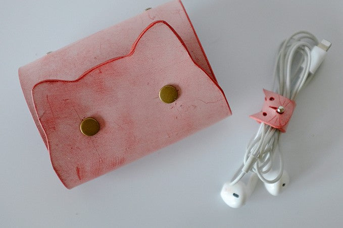 Cute Cat LEATHER Womens Small Card Wallet Leather Card Small Wallet FOR Women