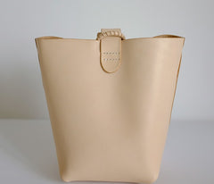 Handmade Leather Beige Womens Wristlet Purse Bucket Purse Barrel Shoulder Bags for Women