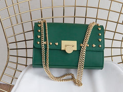 Leather Stylish Womens Rivet Handbag Work Purse Chain Shoulder Bag for Women