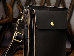 Mens Leather Small Belt Pouch Side Bag Waist Pouch COURIER BAG Holster Belt Case for Men