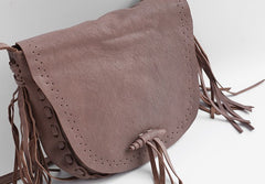 Stlyish WOMENs LEATHER Tassels Shoulder Bag Saddle Crossbody Purse With tassels