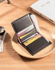 Handmade Leather Mens Cool Slim Leather Wallet Men Small Wallets Bifold for Men
