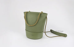 Cute Leather Green Womens Mini Bucket Purse Handbag Barrel Shoulder Bag for Women