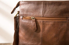 Cool Small Leather Coffee Mens Messenger Bags Shoulder Bags for Men